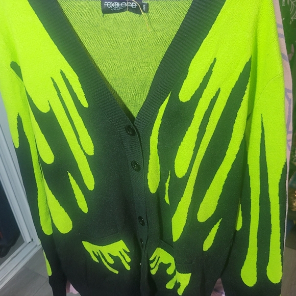 Neon Slimed Drip Cardigan - Picture 3 of 6